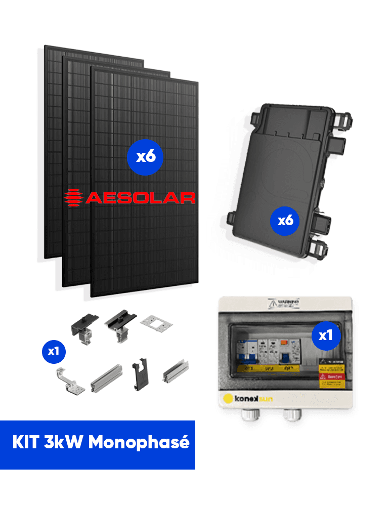 Kit solaire 3 kW Monophasé — 6 panneaux + micro-onduleurs