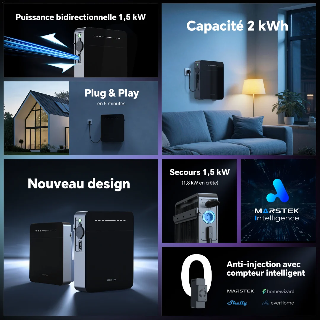 Marstek Venus E MINI – Batterie de stockage domestique 2 kWh, plug & play — vue 3